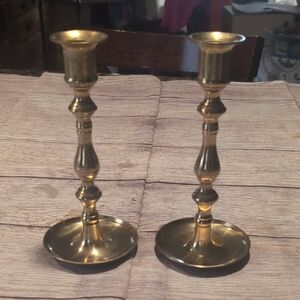 Brass Candle Sticks Pair Made In Japan Vintage